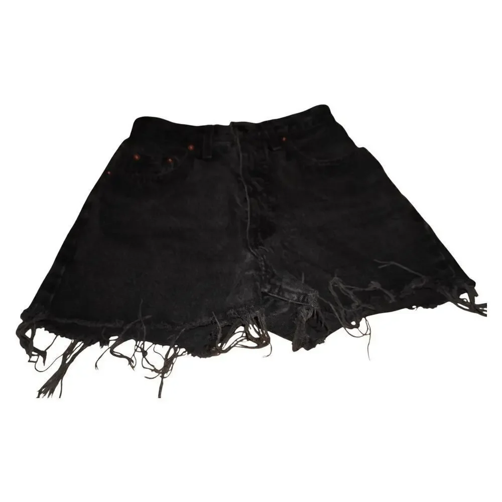 Vintage Levi's 851 Black Cutoff Shorts Made USA Orange Tab Frayed Raw Hem W28